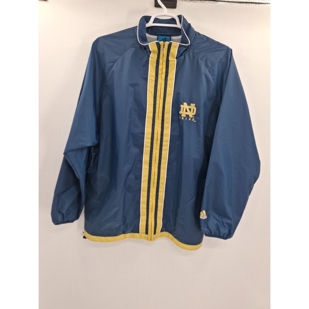 Vintage Adidas Notre Dame Jacket Mens Large Full Zip Striped Fighting‎ Irish